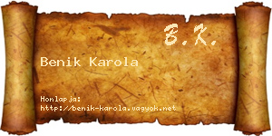 Benik Karola névjegykártya